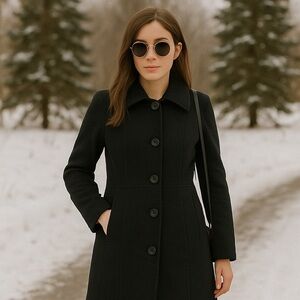 🚓 Jones New York Wool Blend Pea Coat 6 Black